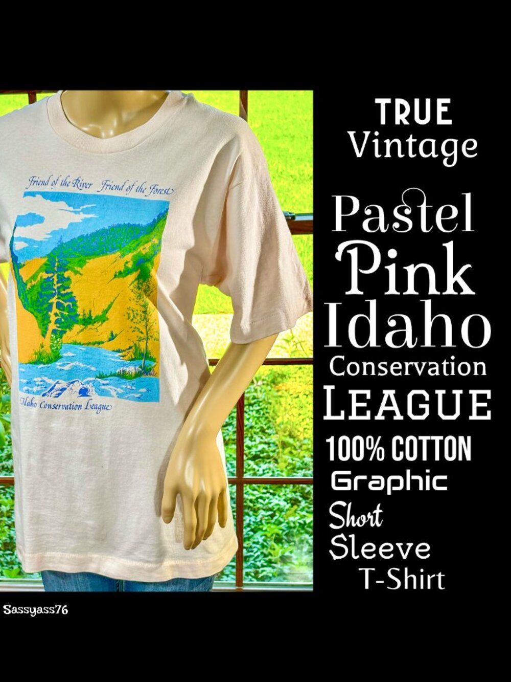 🆕VTG▪️Pastel Pink 'IDAHO CONSERVATION LEAGUE' Cotton Graphic Short Sleeve Tee